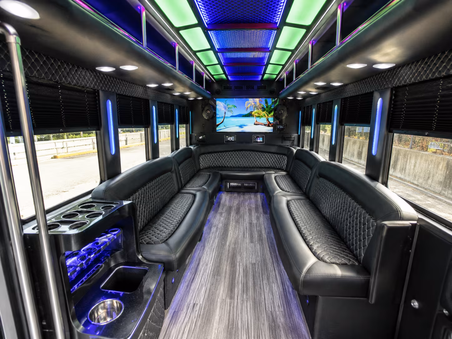 kyle 18 passenger party bus inside