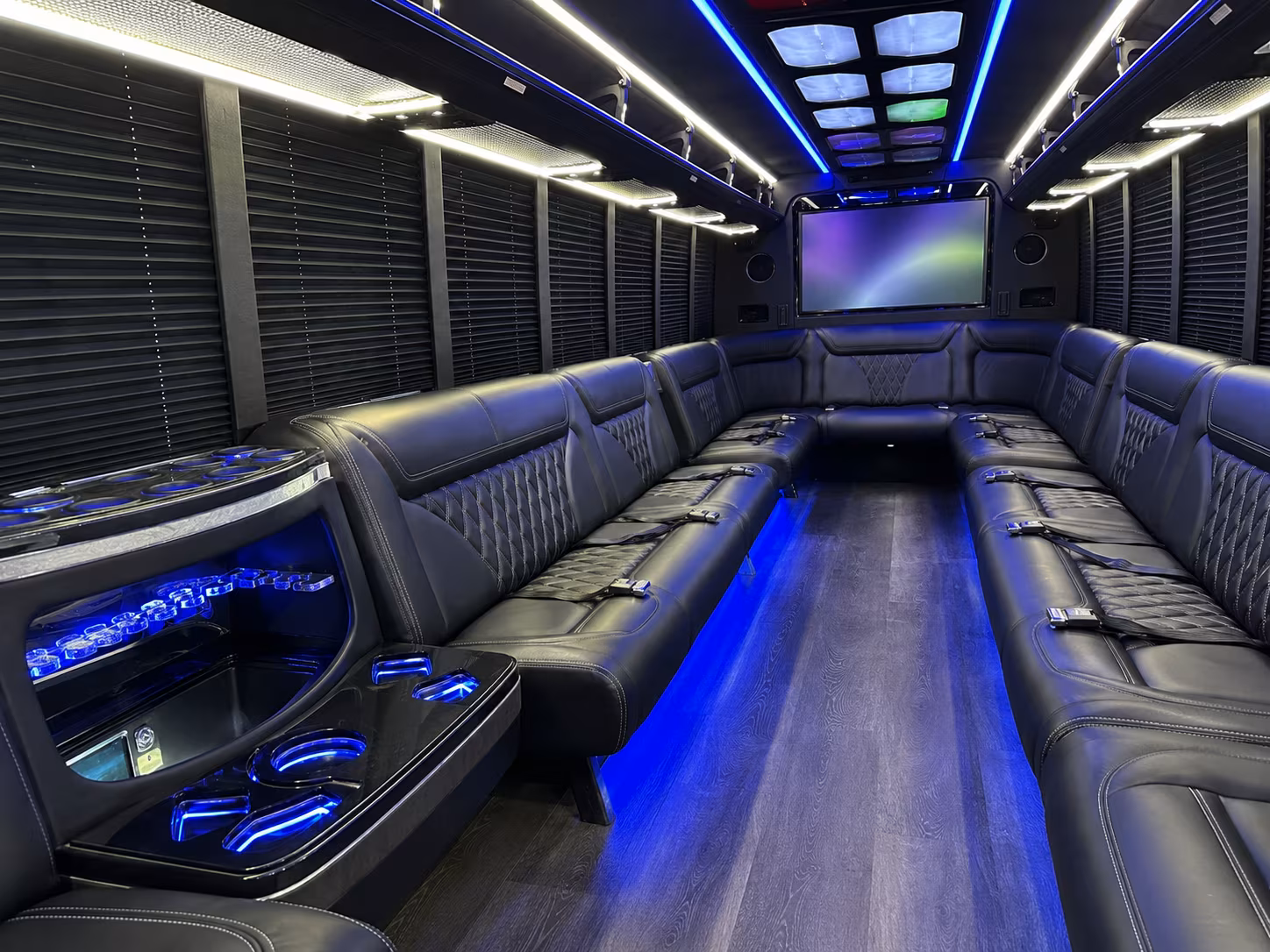 kyle 20 passenger party bus inside