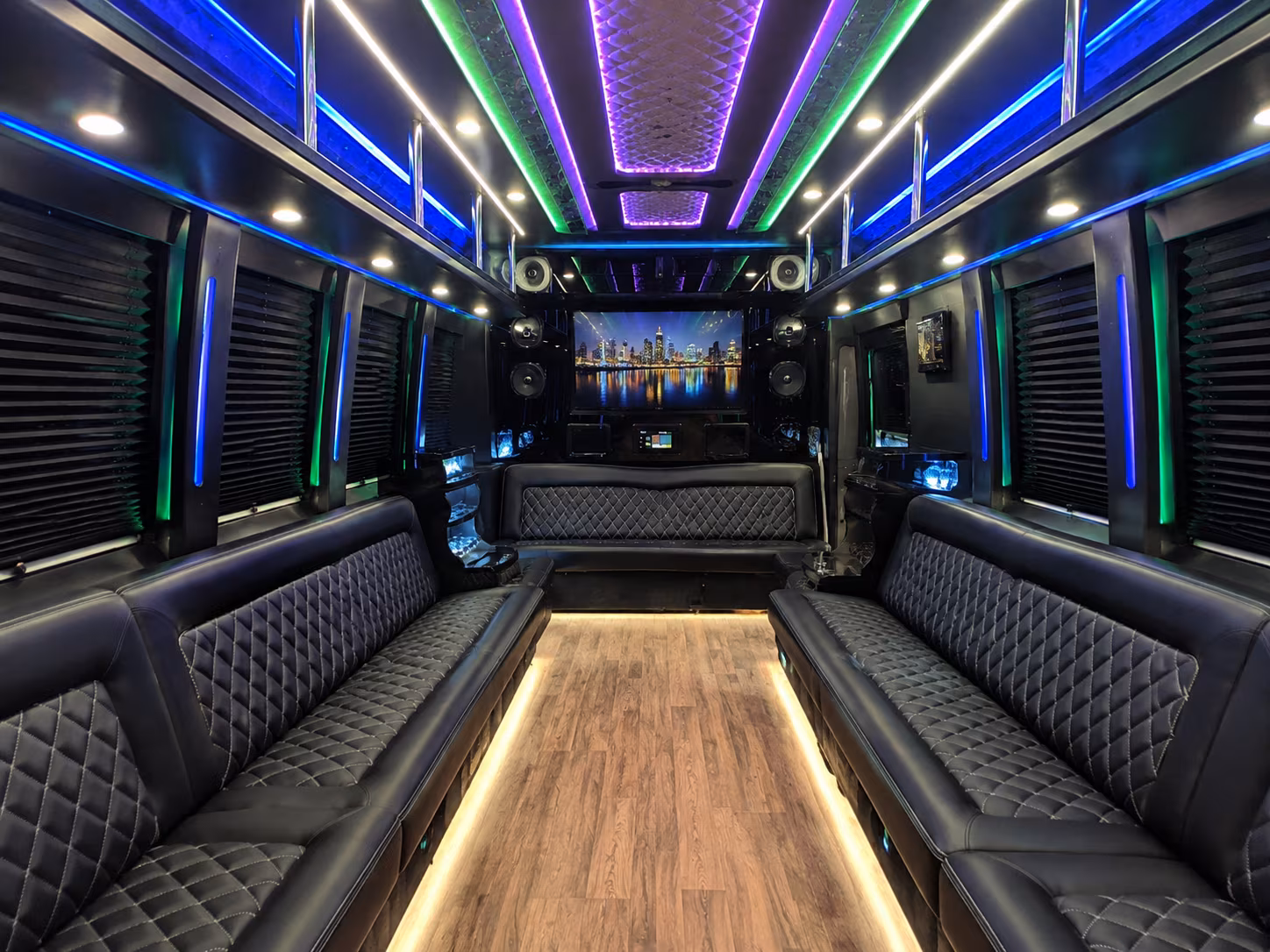 kyle 25 passenger party bus interior