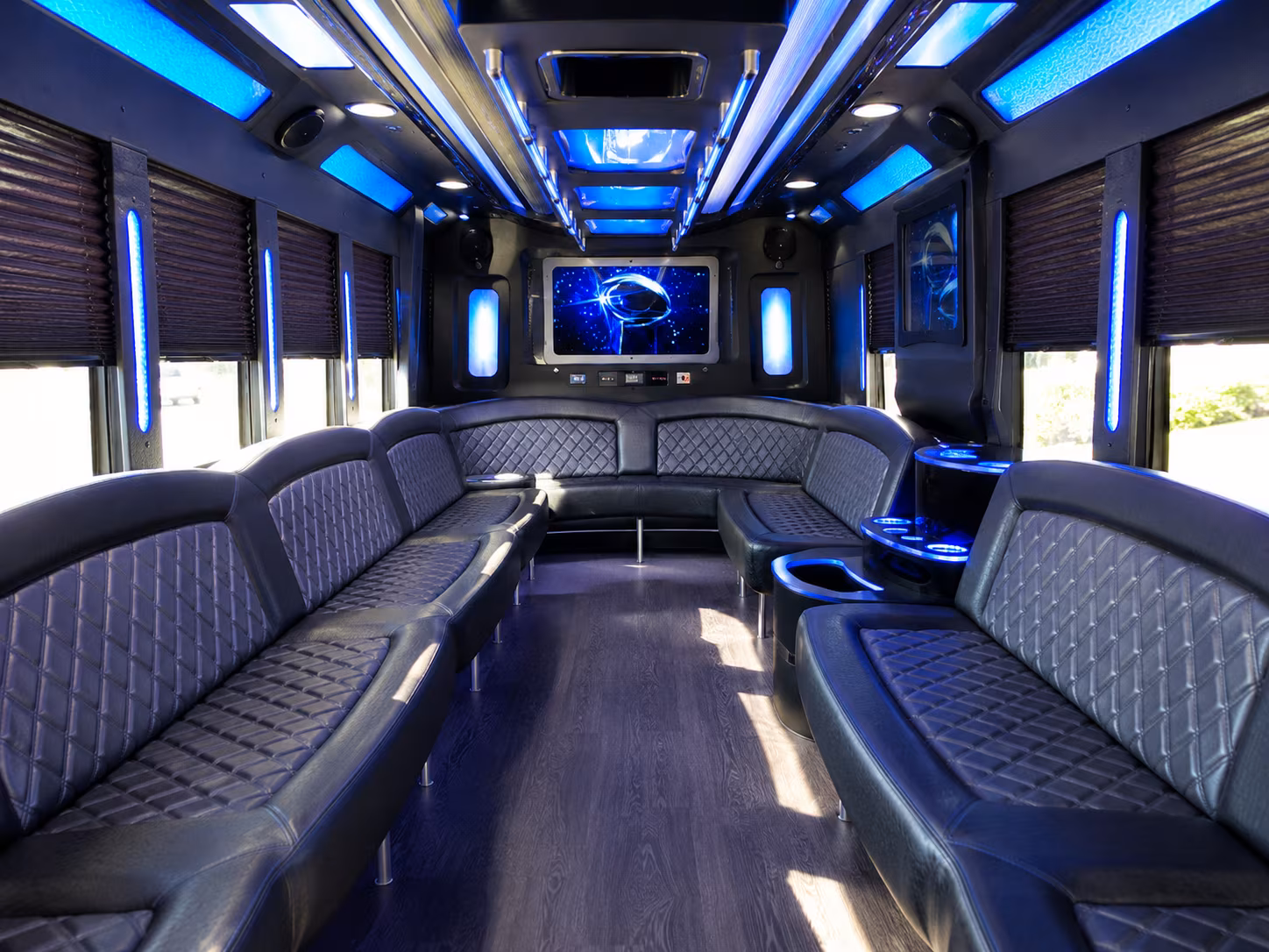 kyle 28 passenger party bus inside