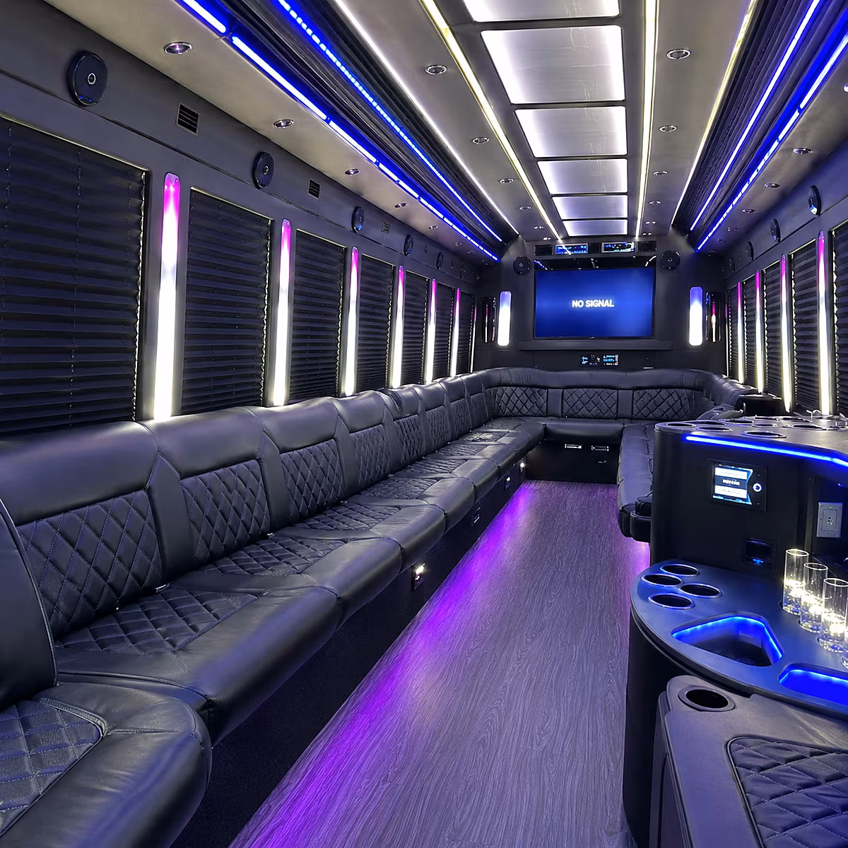 kyle 30 passenger party bus inside