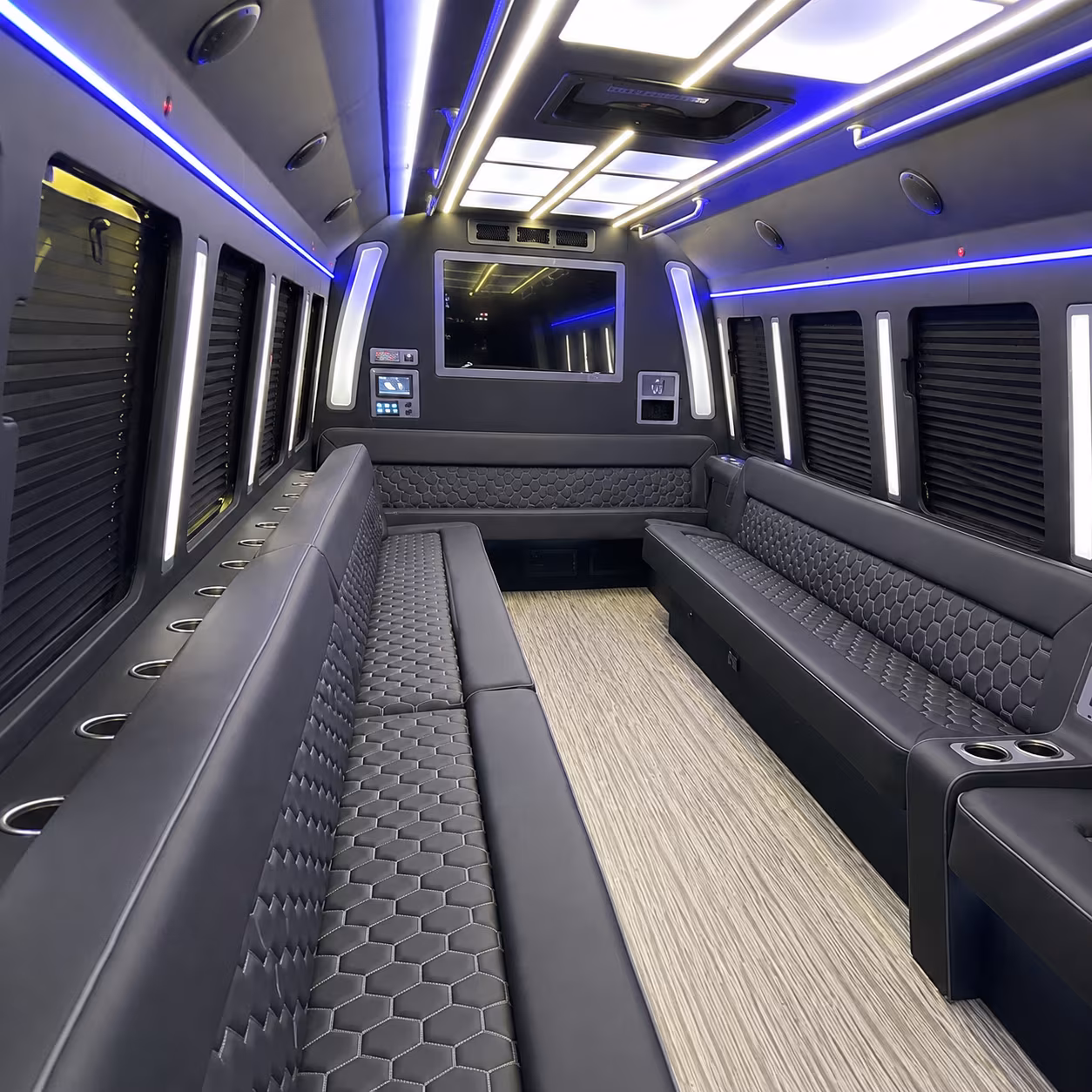 kyle 40 passenger party bus inside
