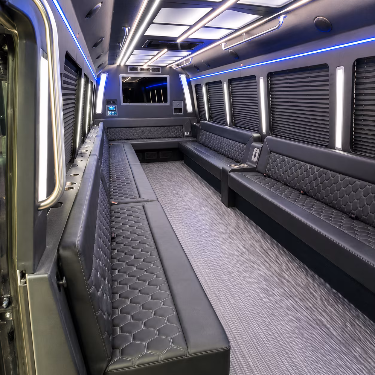 kyle 40 passenger party bus interior