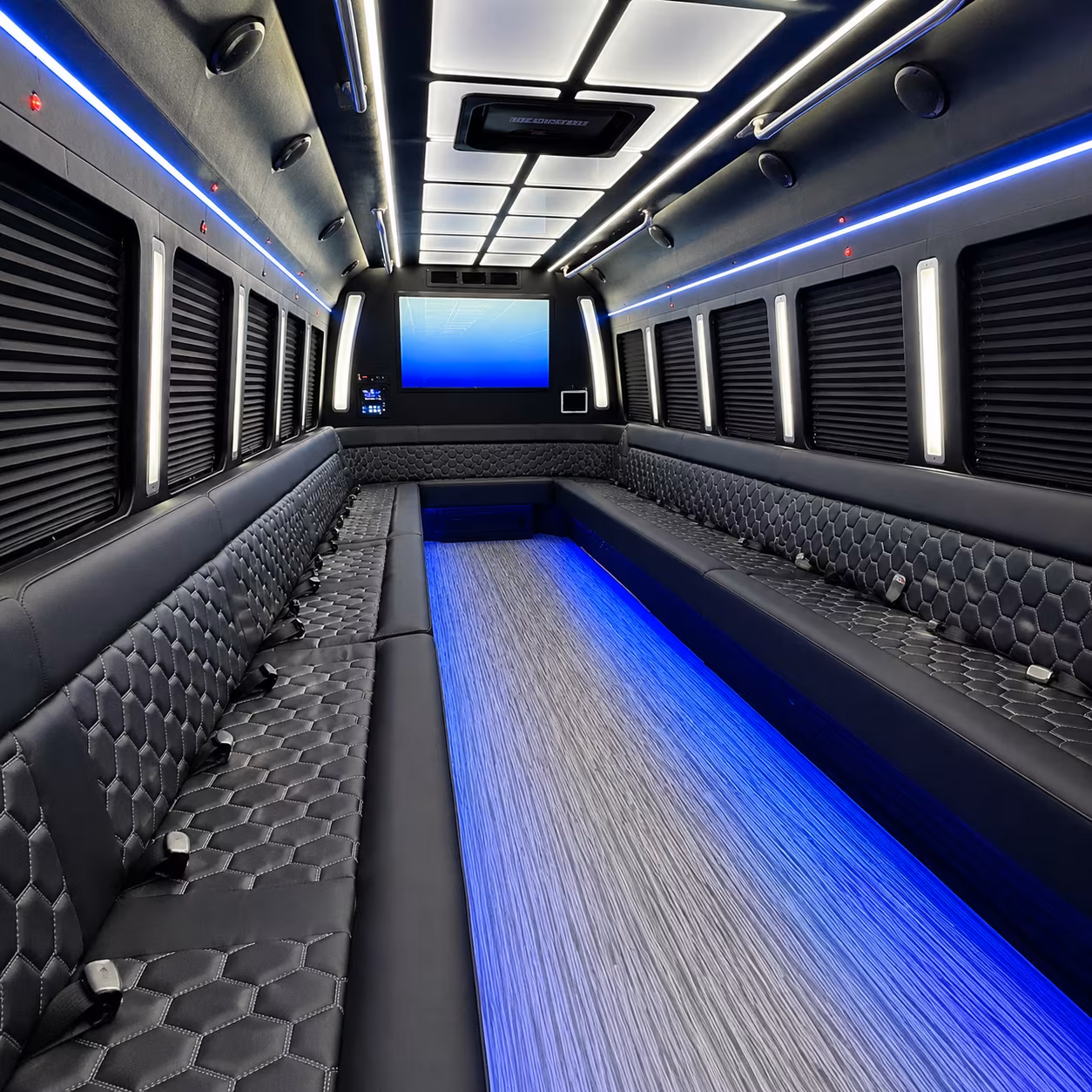 kyle 50 passenger party bus inside