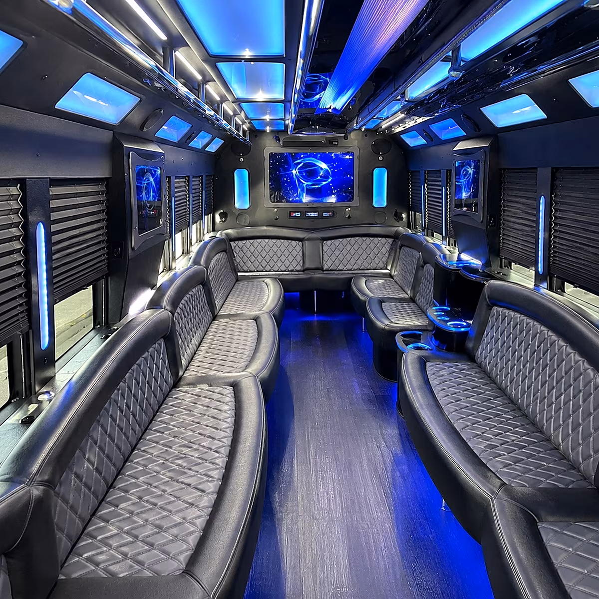 kyle 50 passenger party bus interior
