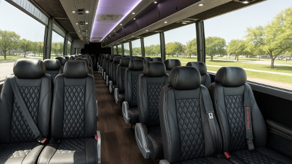 Interior of Charter Bus Company Cedar Park's 25 Passenger Mini bus in Cedar Park