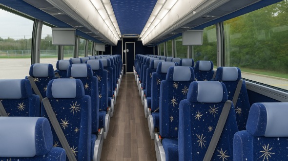 Interior of Charter Bus Company Cedar Park's 54 Passenger Charter Bus in Cedar Park