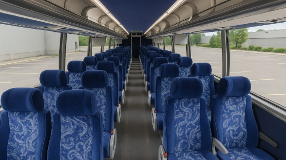 Interior of Charter Bus Company Pflugerville's 55 Passenger Charter Bus in Pflugerville