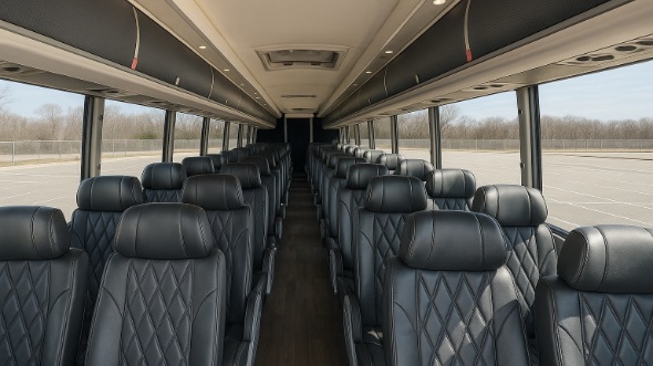 56 passenger charter bus interior view