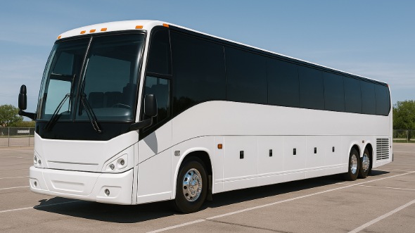Exterior of Charter Bus Company Pflugerville's 56 Passenger Charter Bus in Pflugerville