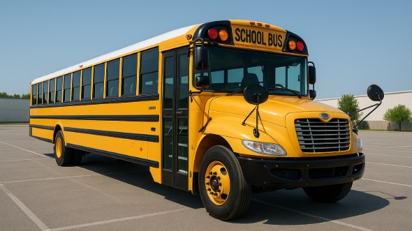 Exterior of Charter Bus Company Temple's School Bus in Temple