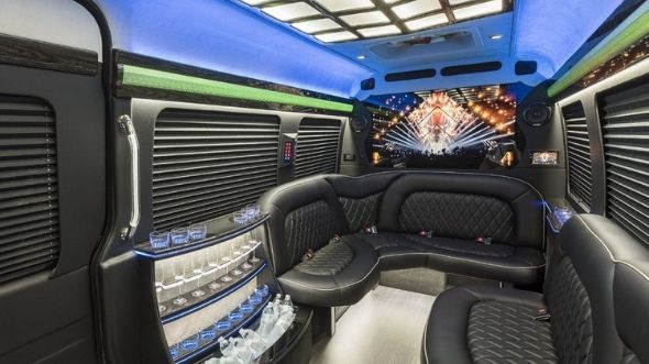 Interior of Charter Bus Company Austin's Sprinter Limo in Austin